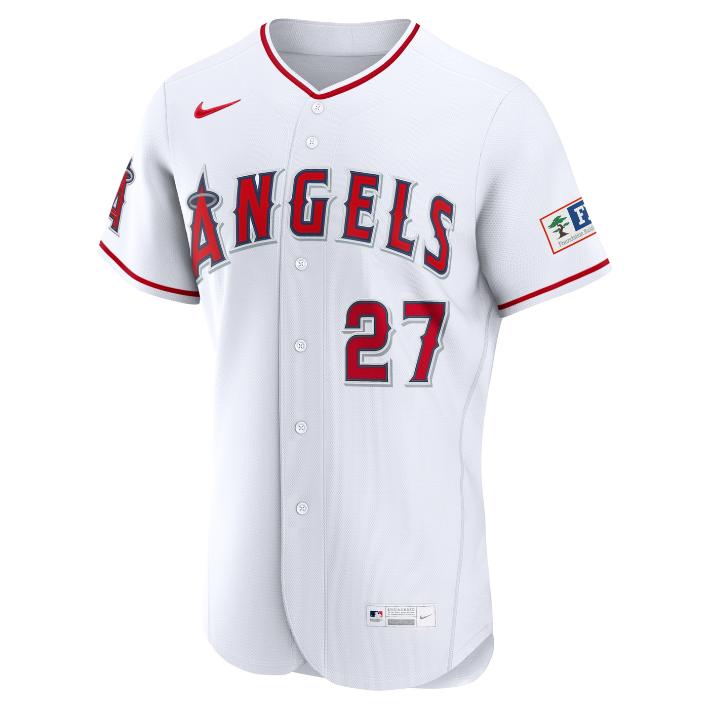 Los Angeles Angels Mike Trout Nike White Home Authentic Sponsor Patch Jersey