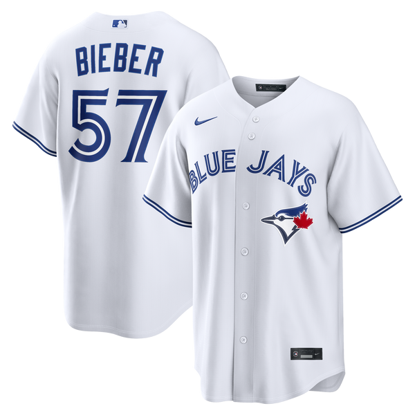 Toronto Blue Jays Shane Bieber Nike White Home Replica Jersey