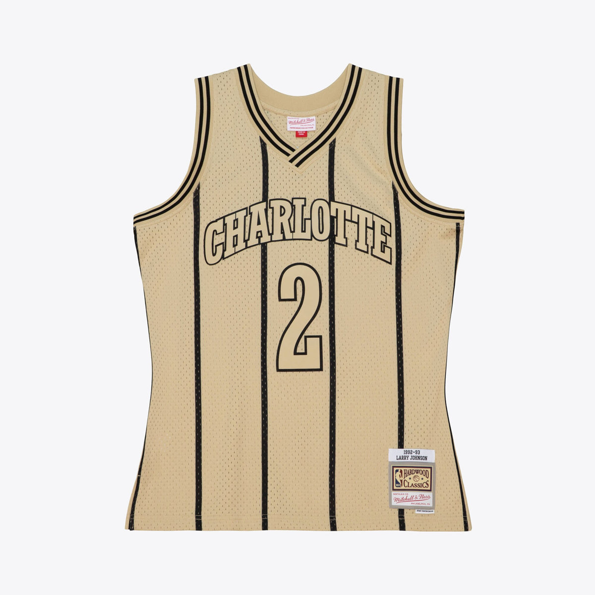 Charlotte Hornets Mitchell & Ness Larry Johnson 1992 Swingman Jersey - Khaki