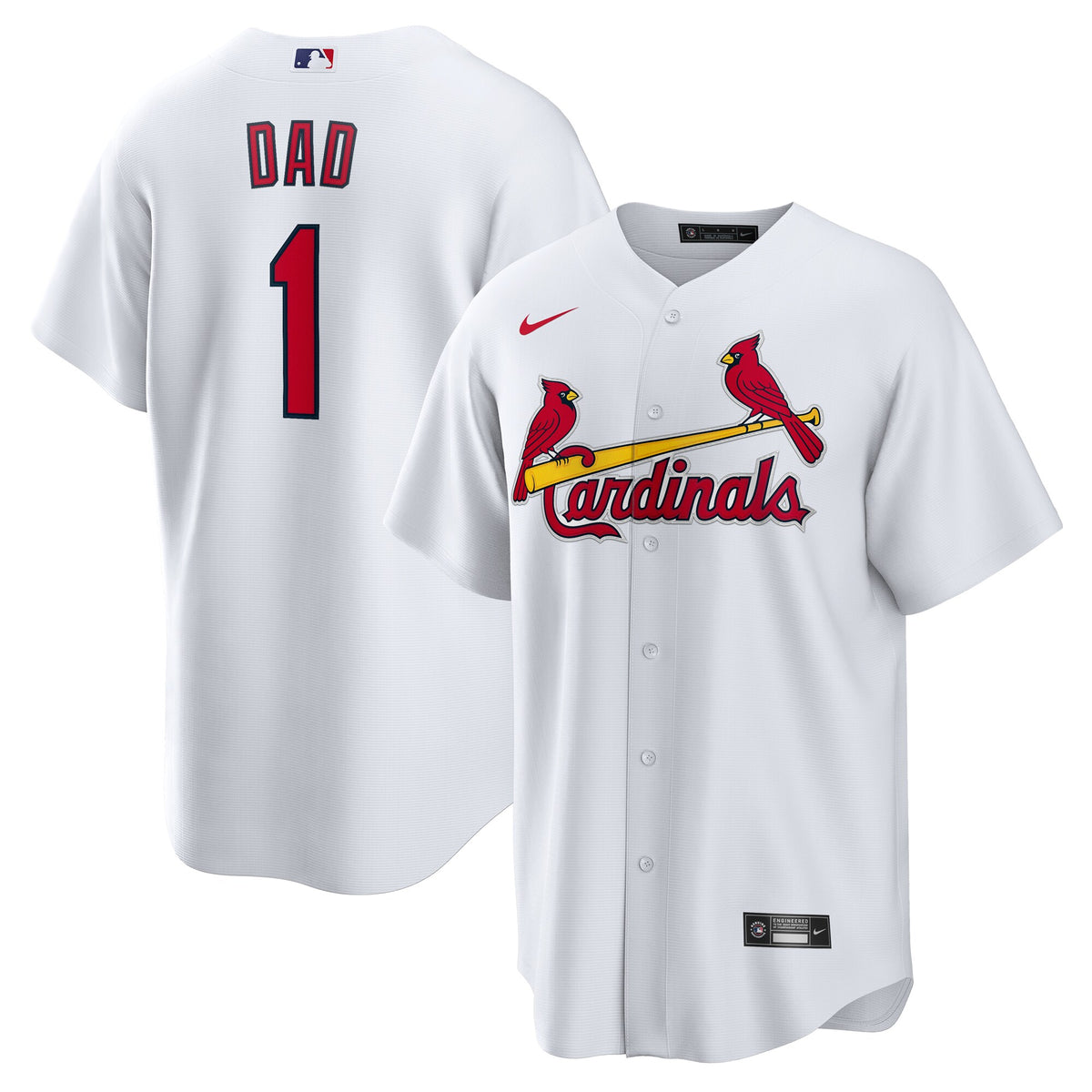 St. Louis Cardinals White #1 Dad Home Replica Jersey