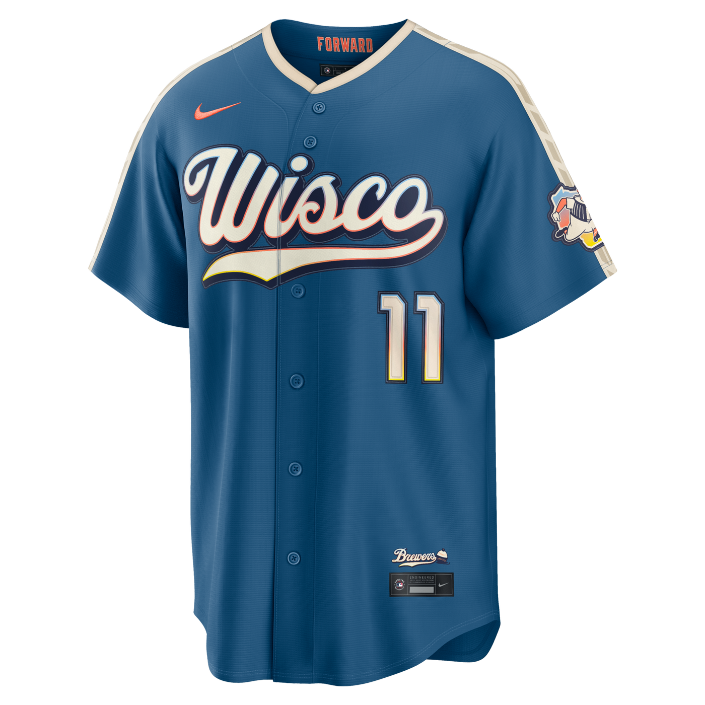 Milwaukee Brewers Jackson Chourio Nike Mineral Blue 2026 City Connect Stadium Jersey