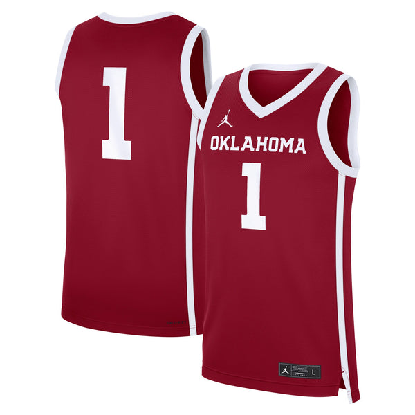 Jordan Brand Crimson Oklahoma Sooners #1 Road Replica Basketball Jersey