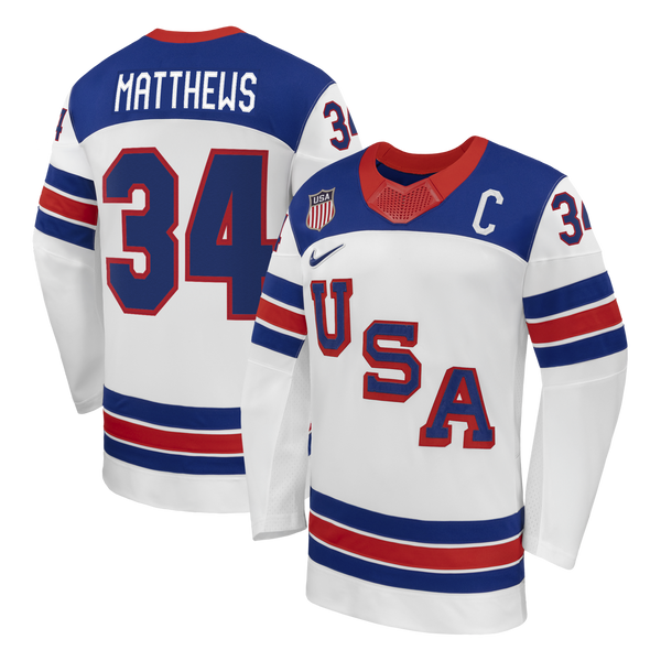 Auston Matthews White US Hockey 2026 Away Replica Jersey