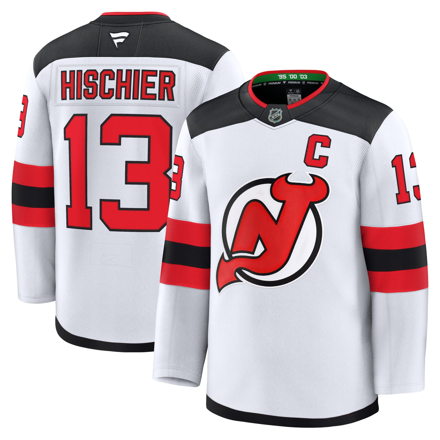 New Jersey Devils Nico Hischier Fanatics White Away Premium Jersey