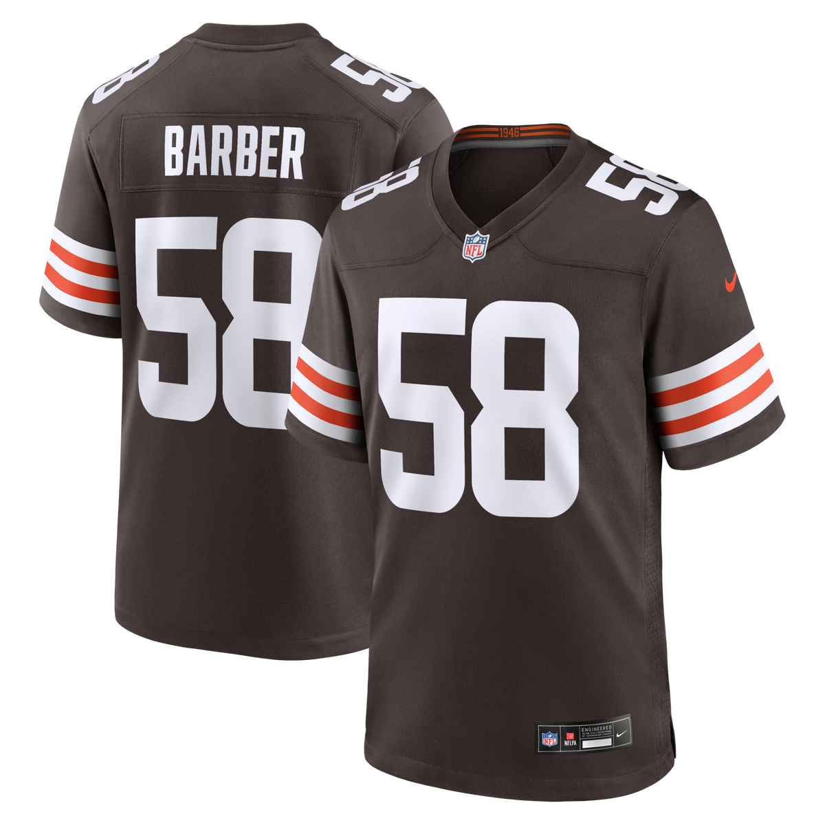 Cleveland Browns Austin Barber Brown Team Game Jersey