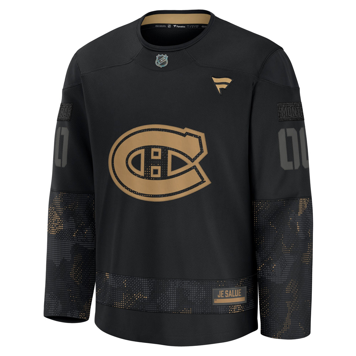 Montreal Canadiens Fanatics Black 2024 Military Appreciation Custom Practice Jersey