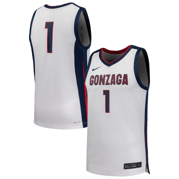 Nike #1 White Gonzaga Bulldogs Replica Basketball Jersey
