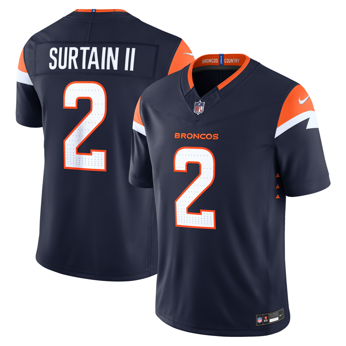 Denver Broncos Pat Surtain II Navy Alternate Vapor F.U.S.E. Stitched Limited Jersey