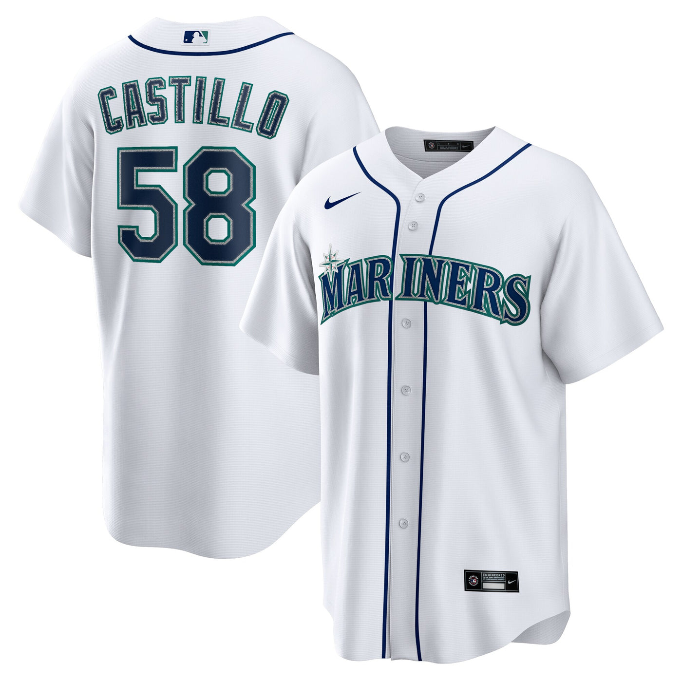 Seattle Mariners Luis Castillo Nike White Home Replica Jersey