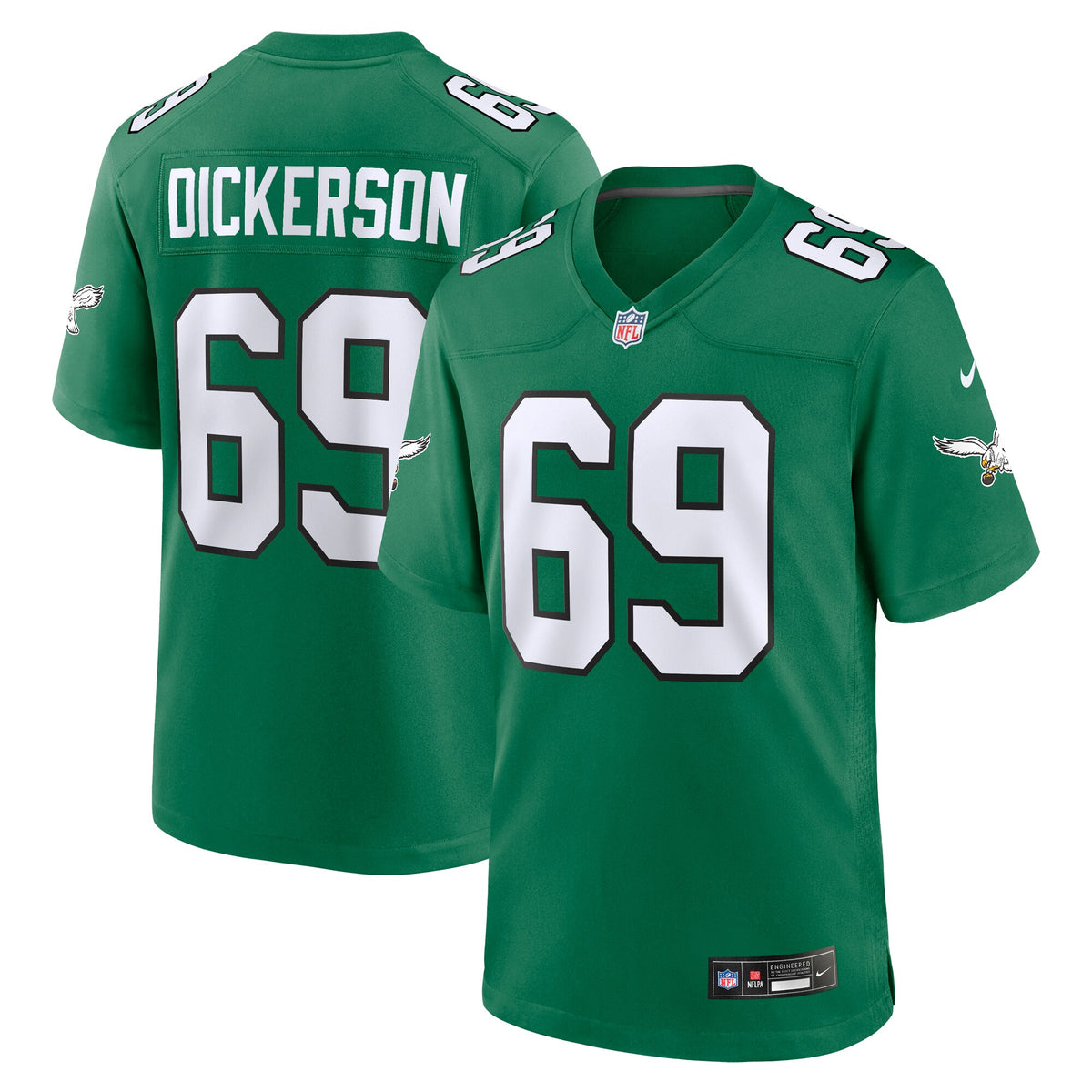 Philadelphia Eagles Landon Dickerson Kelly Green Alternate Game Jersey