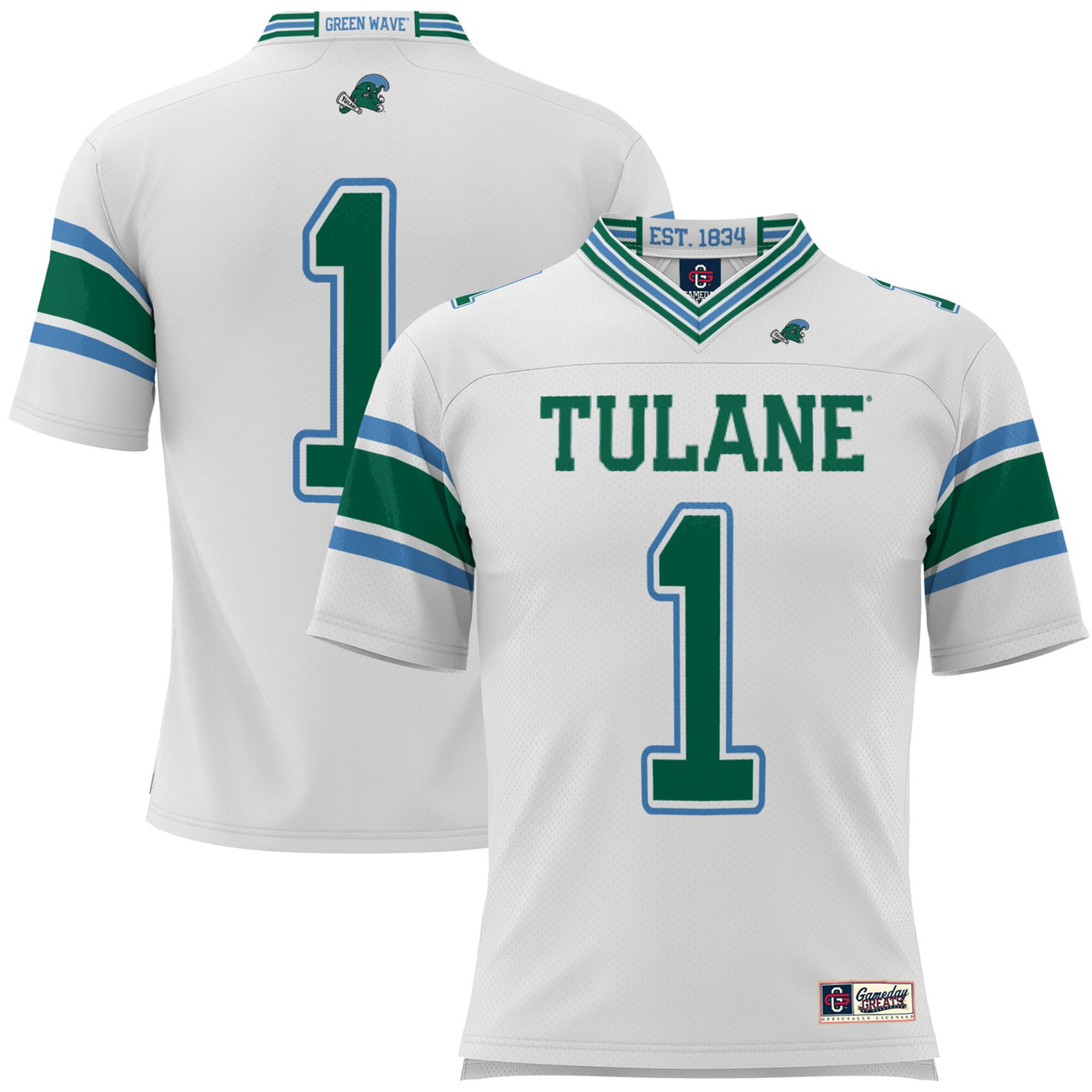 GameDay Greats #1 White Tulane Green Wave Football Jersey