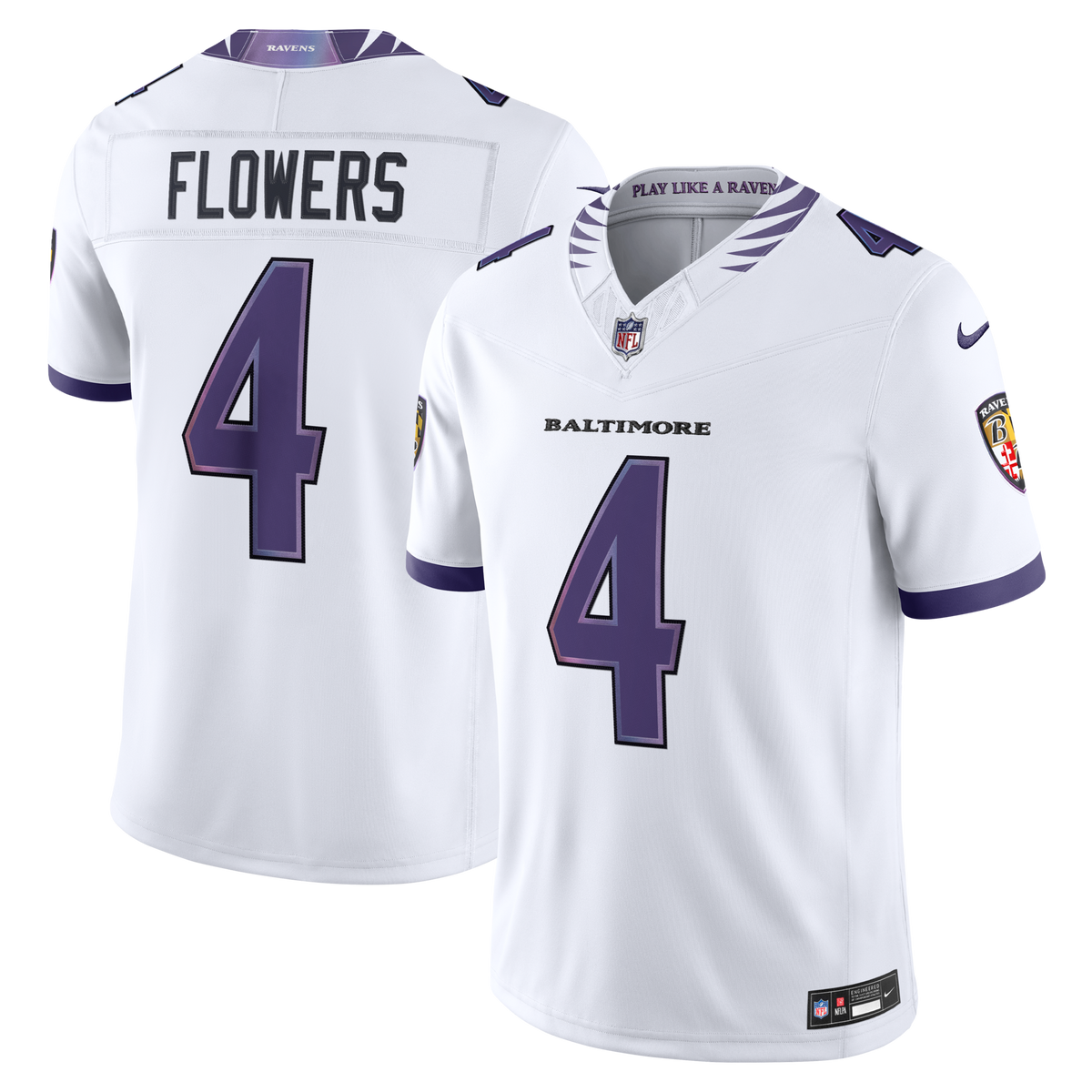 Baltimore Ravens Zay Flowers White Vapor F.U.S.E. Stitched Limited Jersey