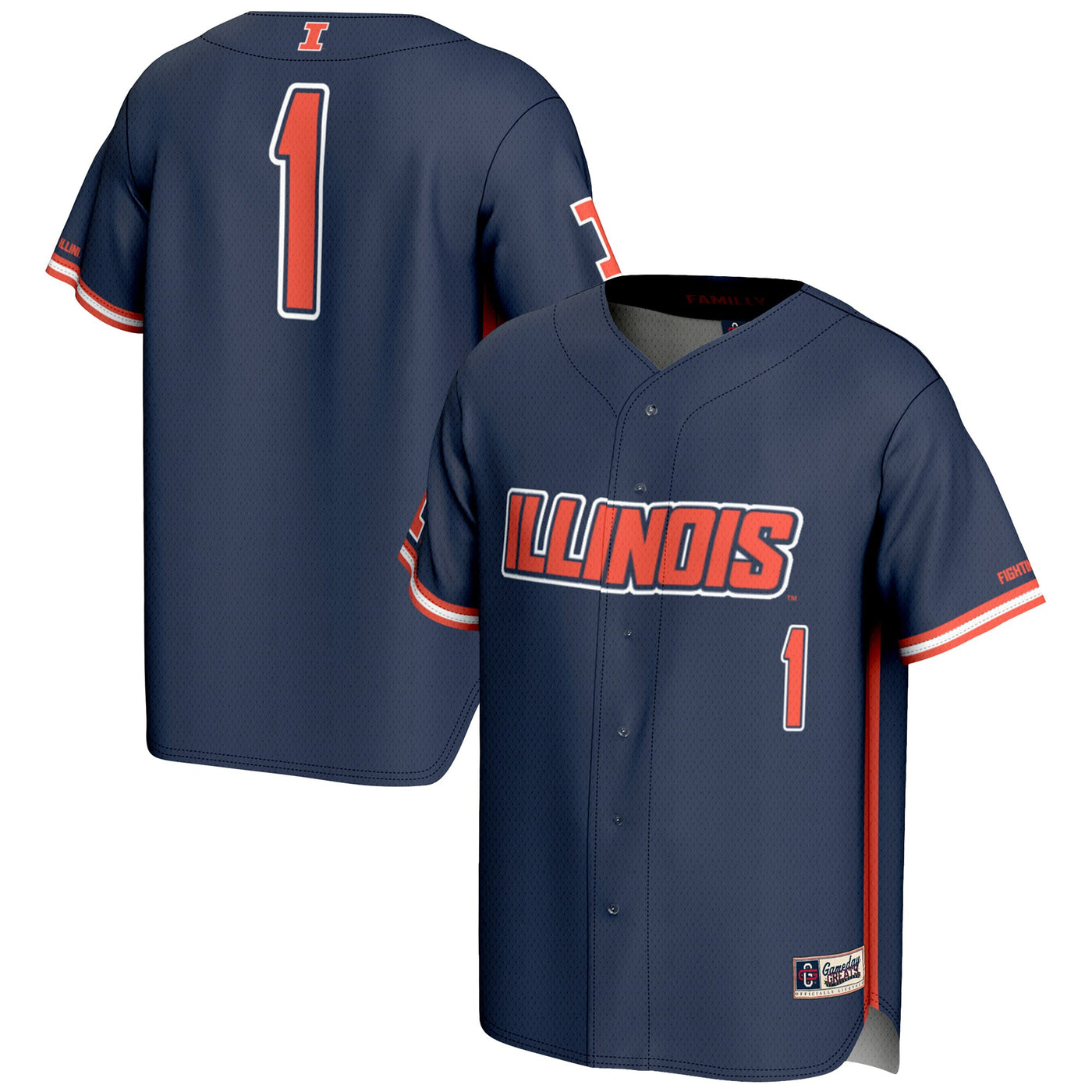 GameDay Greats #1 Navy Illinois Fighting Illini Lightweight Baseball Jersey