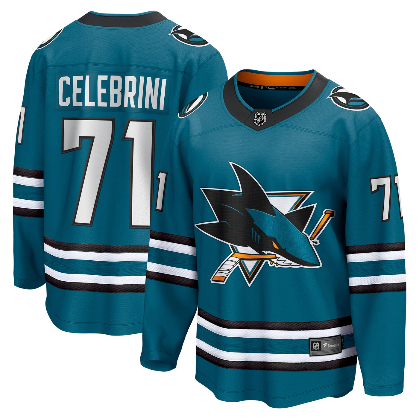 San Jose Sharks Macklin Celebrini Fanatics Teal Home Breakaway Jersey