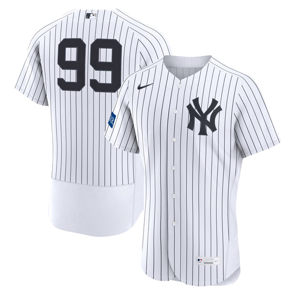 New York Yankees Aaron Judge Nike White Home Authentic Sponsor Patch Jersey