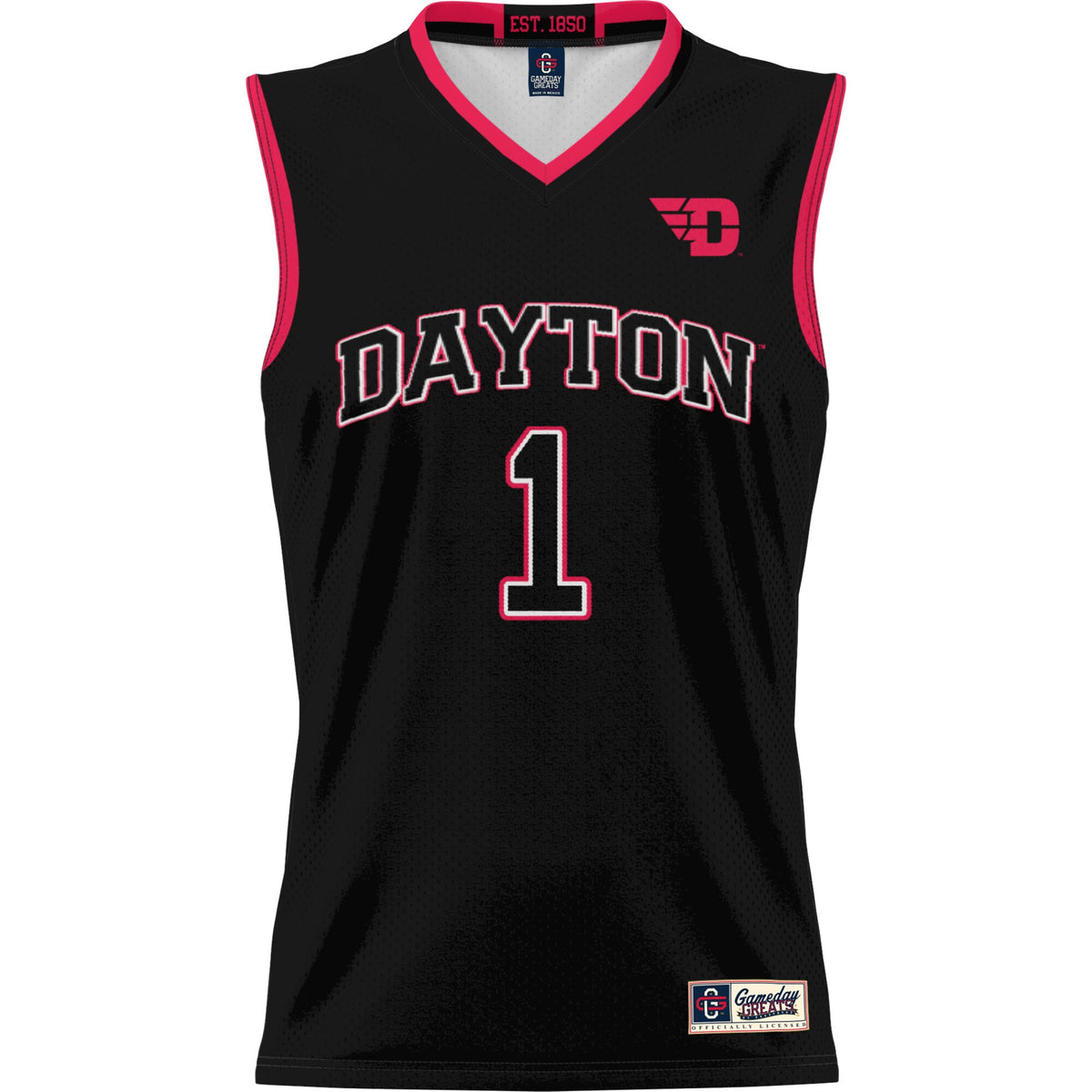 #1 Dayton Flyers GameDay Greats Lightweight Basketball Jersey - Black