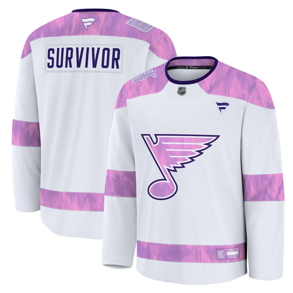 St. Louis Blues Fanatics White Hockey Fights Cancer Survivor Practice Jersey