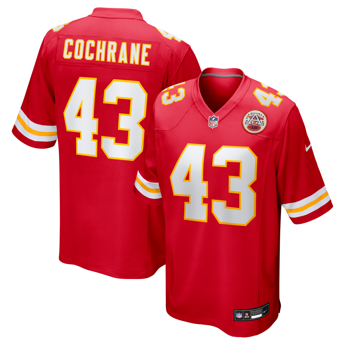 Kansas City Chiefs Jack Cochrane Red Game Player Jersey