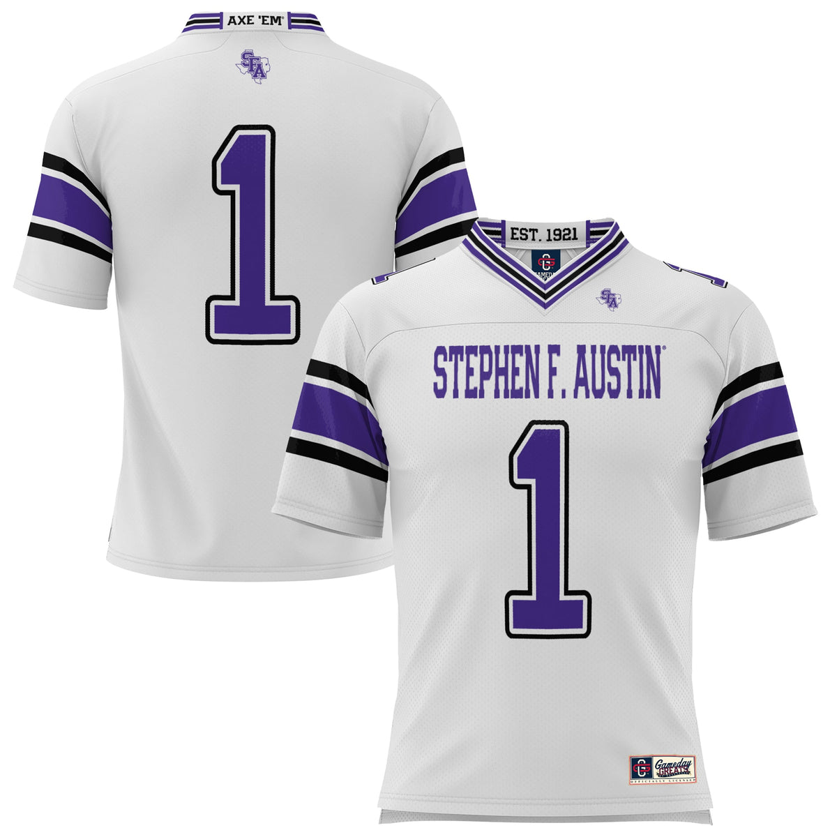 #1 Stephen F Austin Lumberjacks GameDay Greats Endzone Football Jersey - White