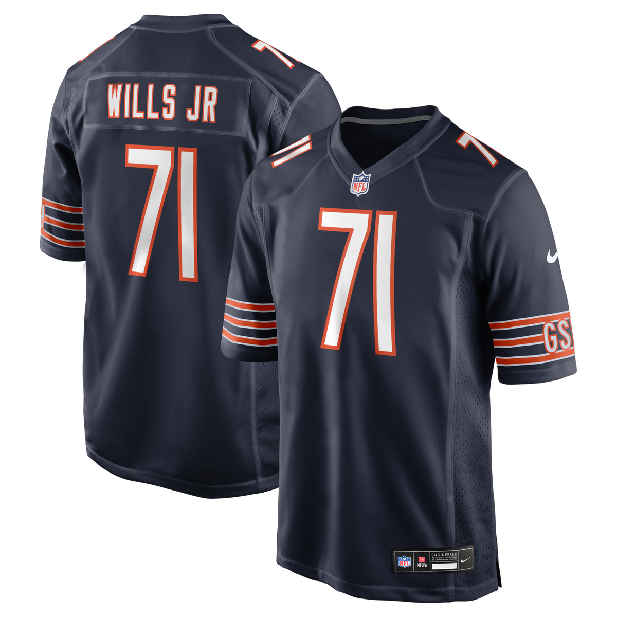 Chicago Bears Jedrick Wills Jr. Navy Team Game Jersey