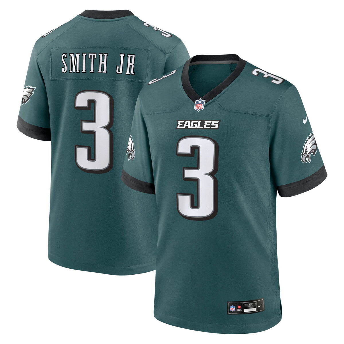 Philadelphia Eagles Nolan Smith Jr. Midnight Green Team Game Jersey