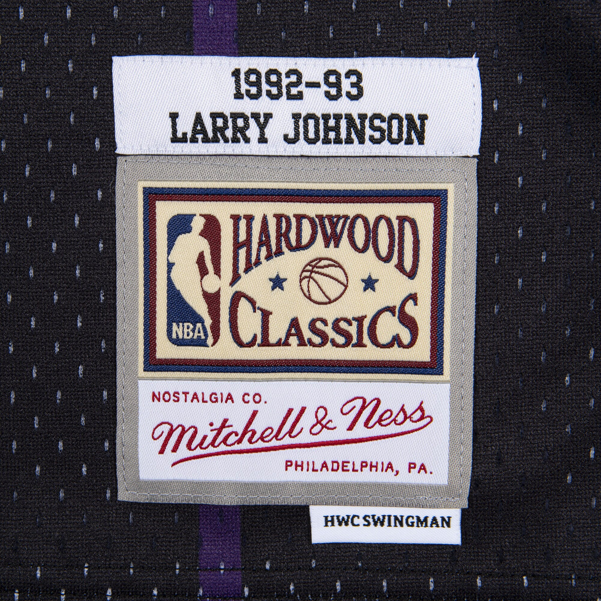 Charlotte Hornets Mitchell & Ness Larry Johnson 1992 Reload Swingman Authentic Jersey - Black