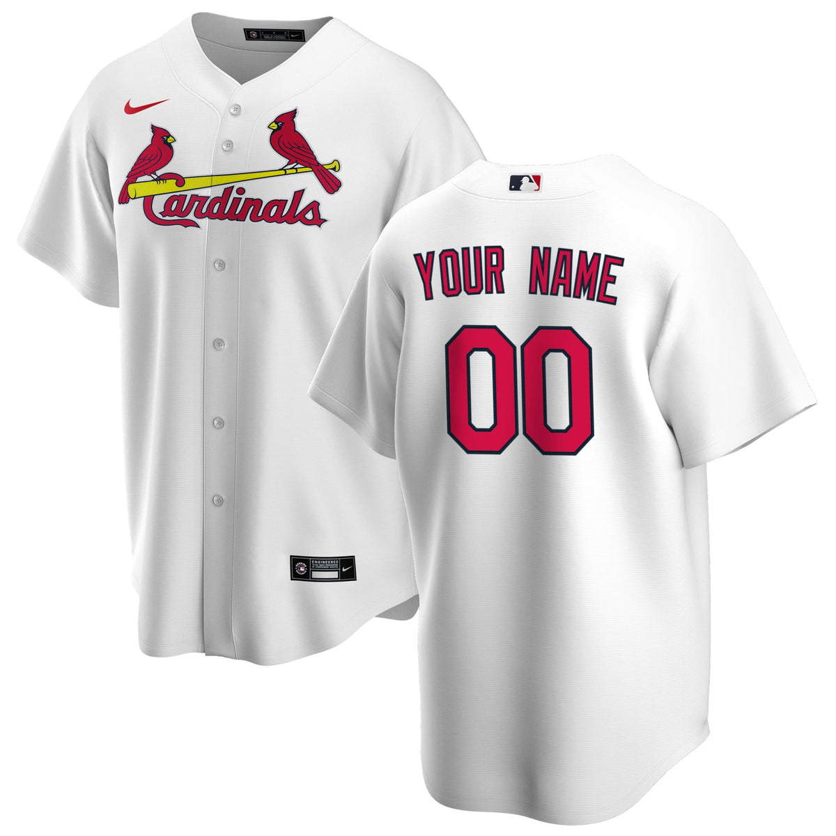 St. Louis Cardinals White Home Replica Custom Jersey