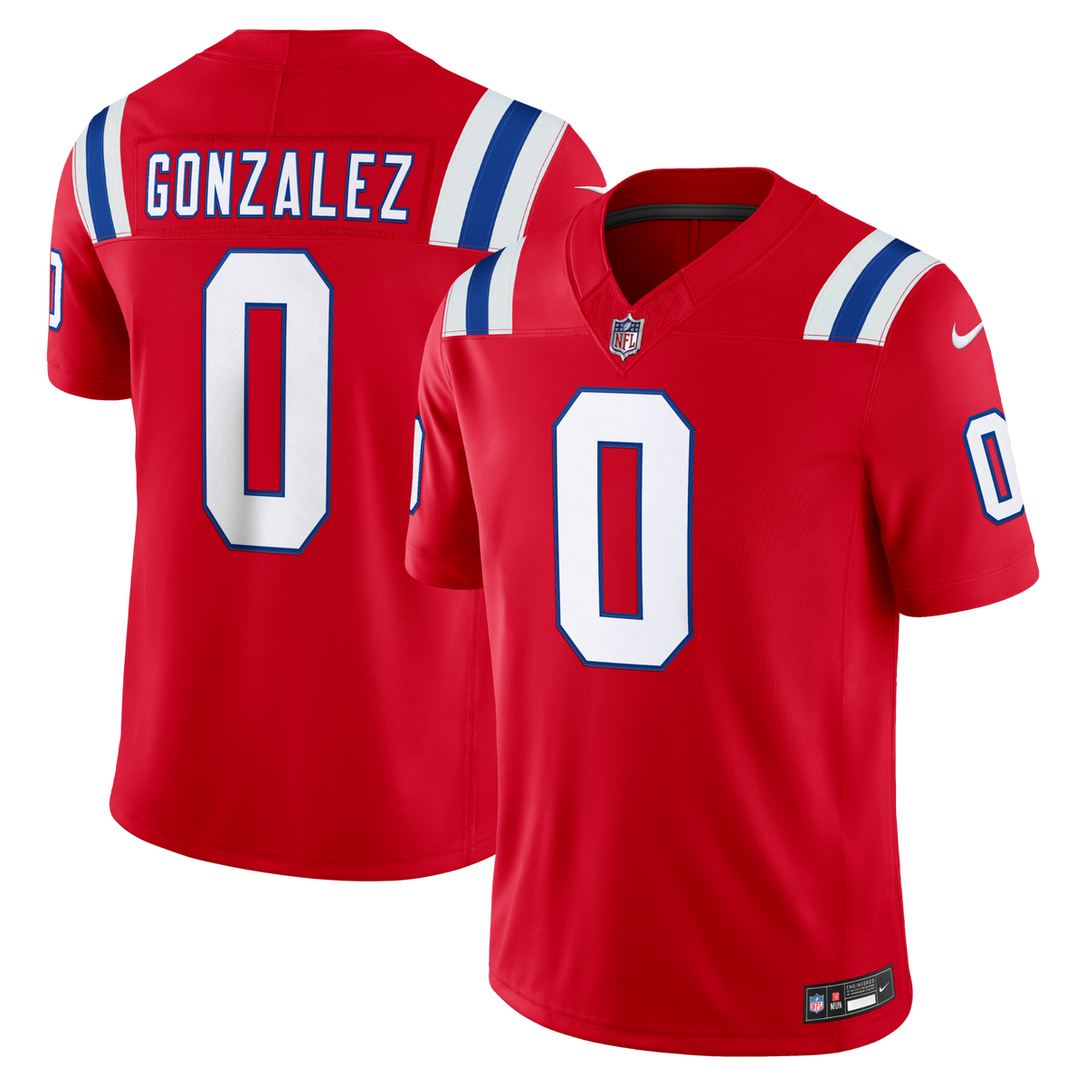 New England Patriots Christian Gonzalez Red Alternate Vapor F.U.S.E. Stitched Limited Jersey