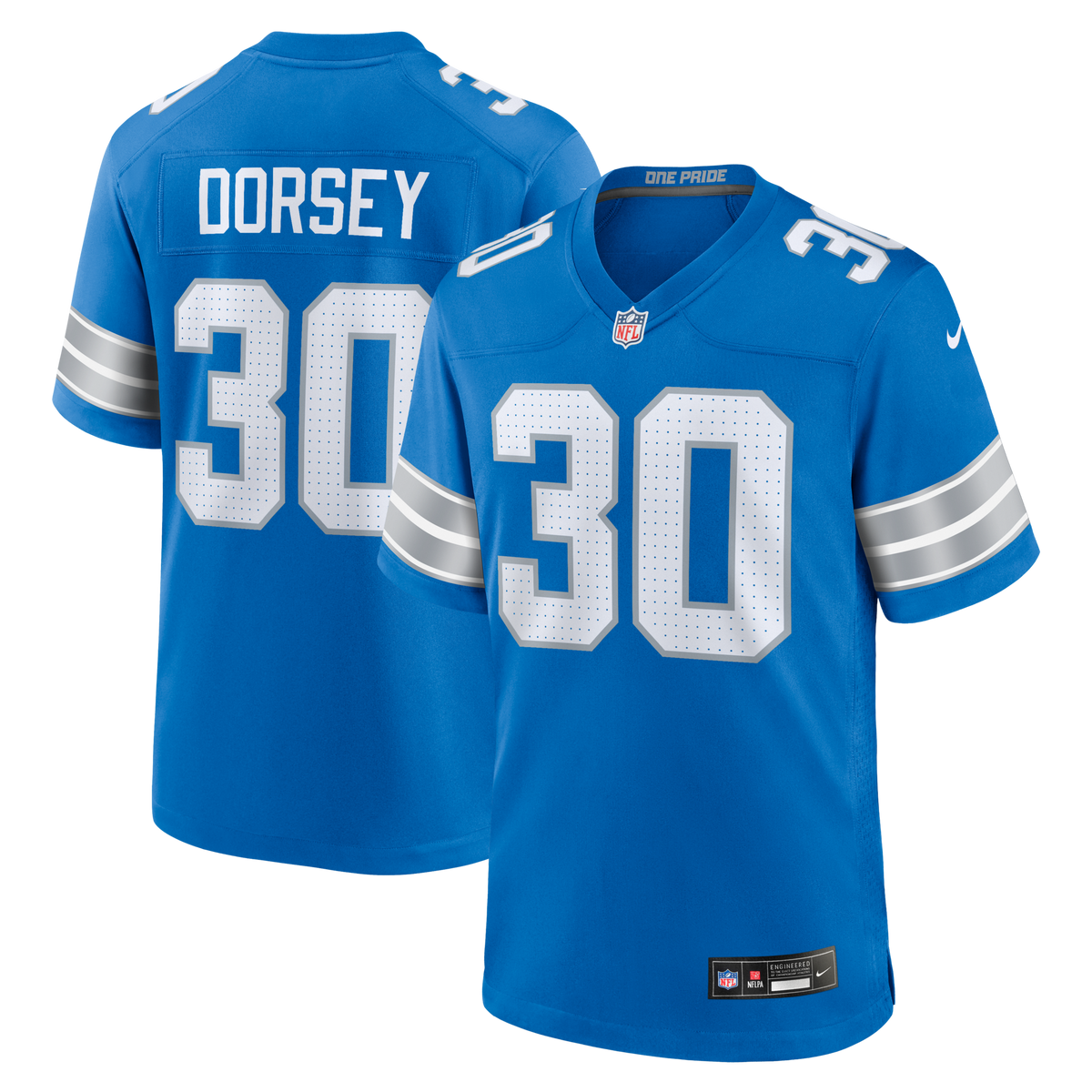 Detroit Lions Khalil Dorsey Blue Team Game Jersey