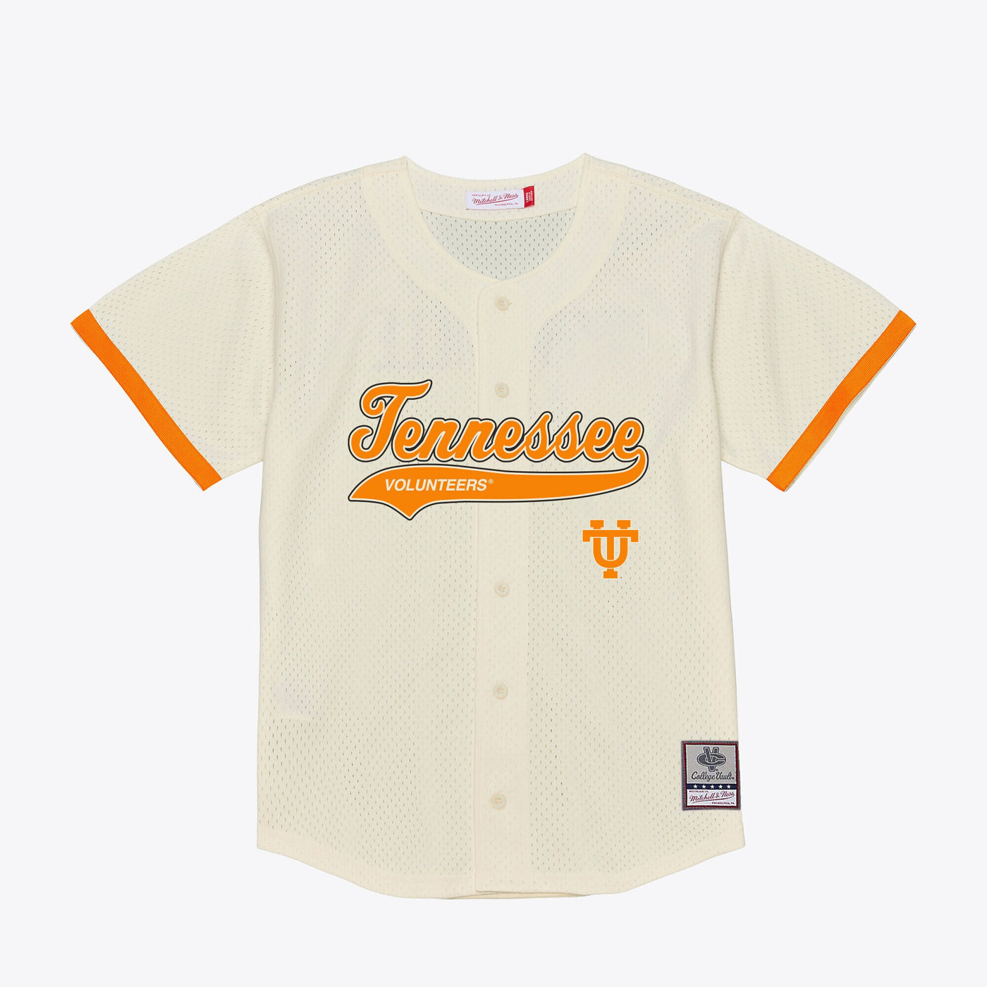 Mitchell & Ness Cream Tennessee Volunteers Mesh Button-Up Batting Practice Baseball Jersey