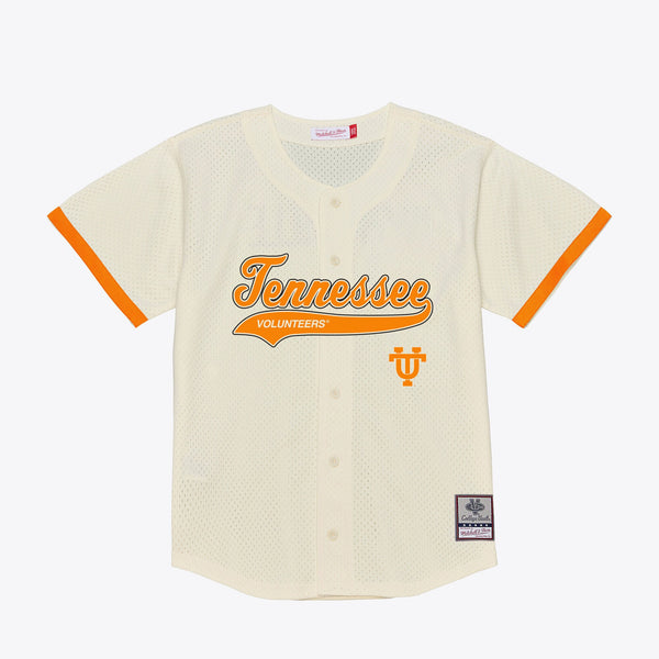 Mitchell & Ness Cream Tennessee Volunteers Mesh Button-Up Batting Practice Baseball Jersey