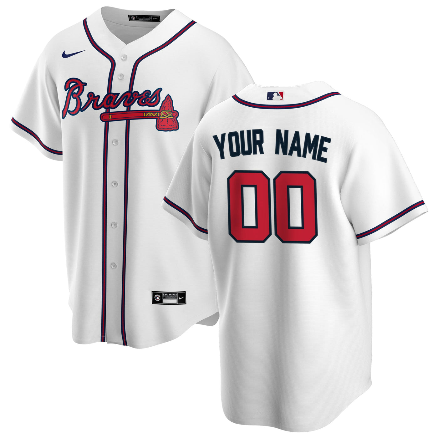 Atlanta Braves Nike White Home Replica Custom Jersey