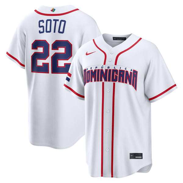 Dominican Republic Baseball Juan Soto Nike White 2026 World Baseball Classic Home Stadium Jersey