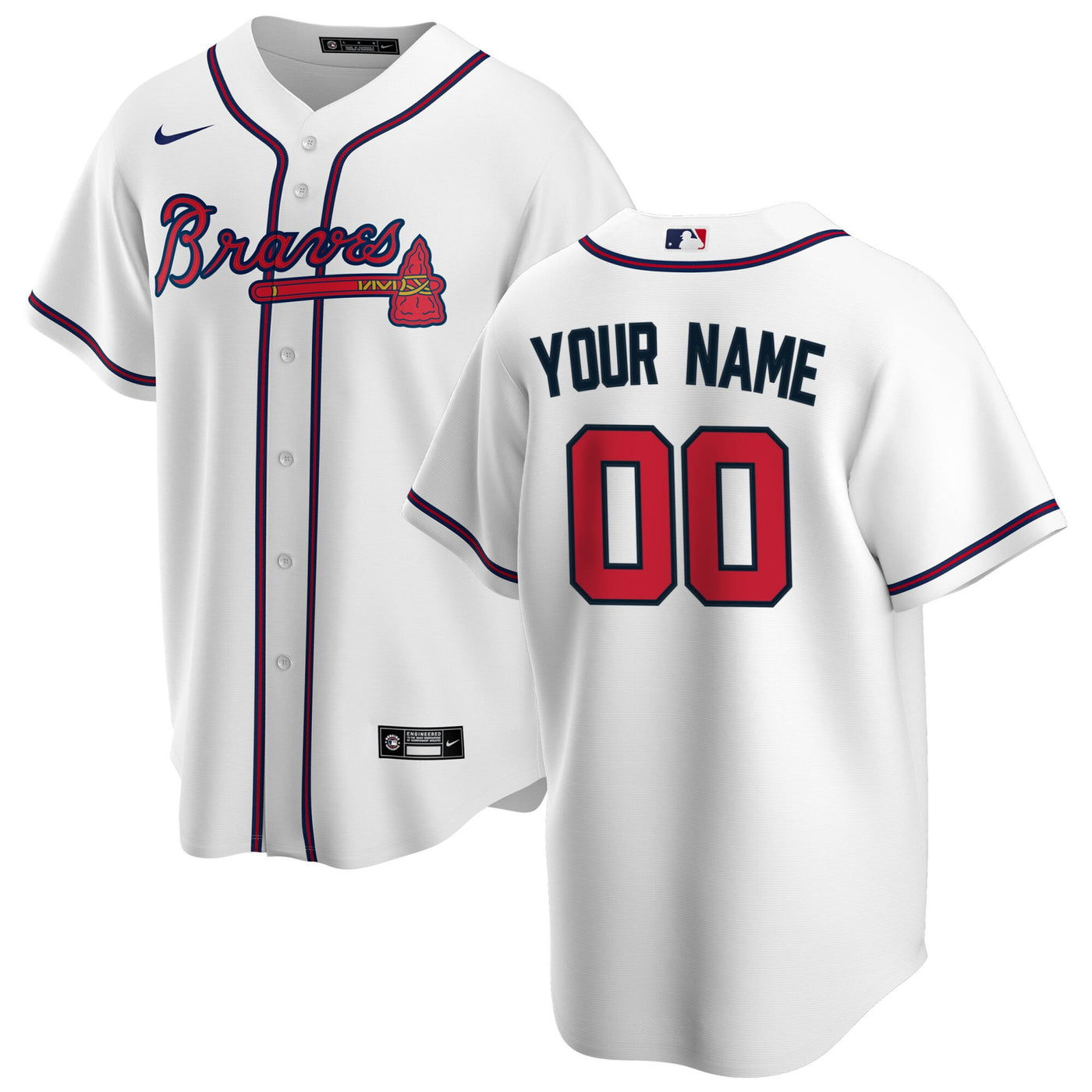 Atlanta Braves Nike White Home Replica Custom Jersey