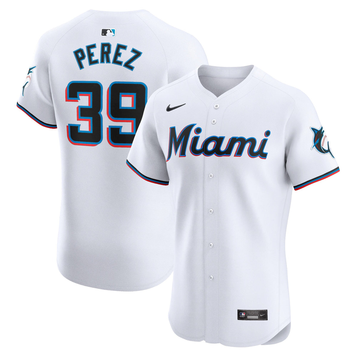 Miami Marlins Eury Perez White Home Elite Player Jersey