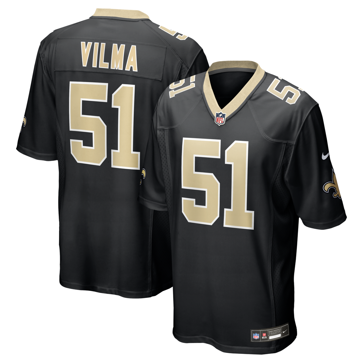 New Orleans Saints Jonathan Vilma Black Game Retired Player Jersey