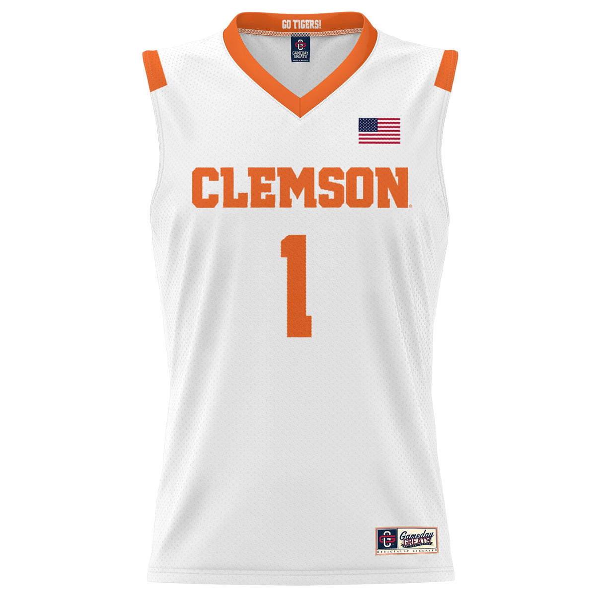 #1 Clemson Tigers GameDay Greats Lightweight Basketball Jersey - White