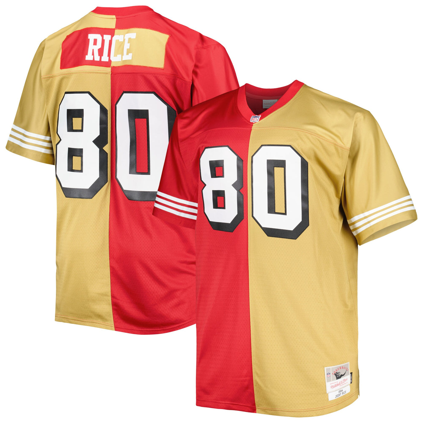 San Francisco 49ers Jerry Rice Mitchell & Ness Scarlet/Gold Big & Tall Split Legacy Retired Player Replica Jersey