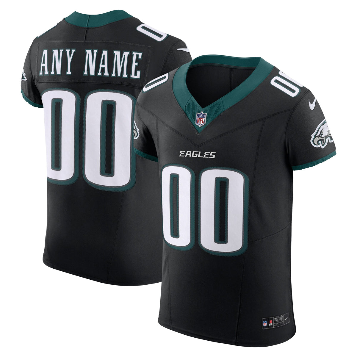 Philadelphia Eagles Black Alternate Vapor F.U.S.E. Elite Custom Jersey