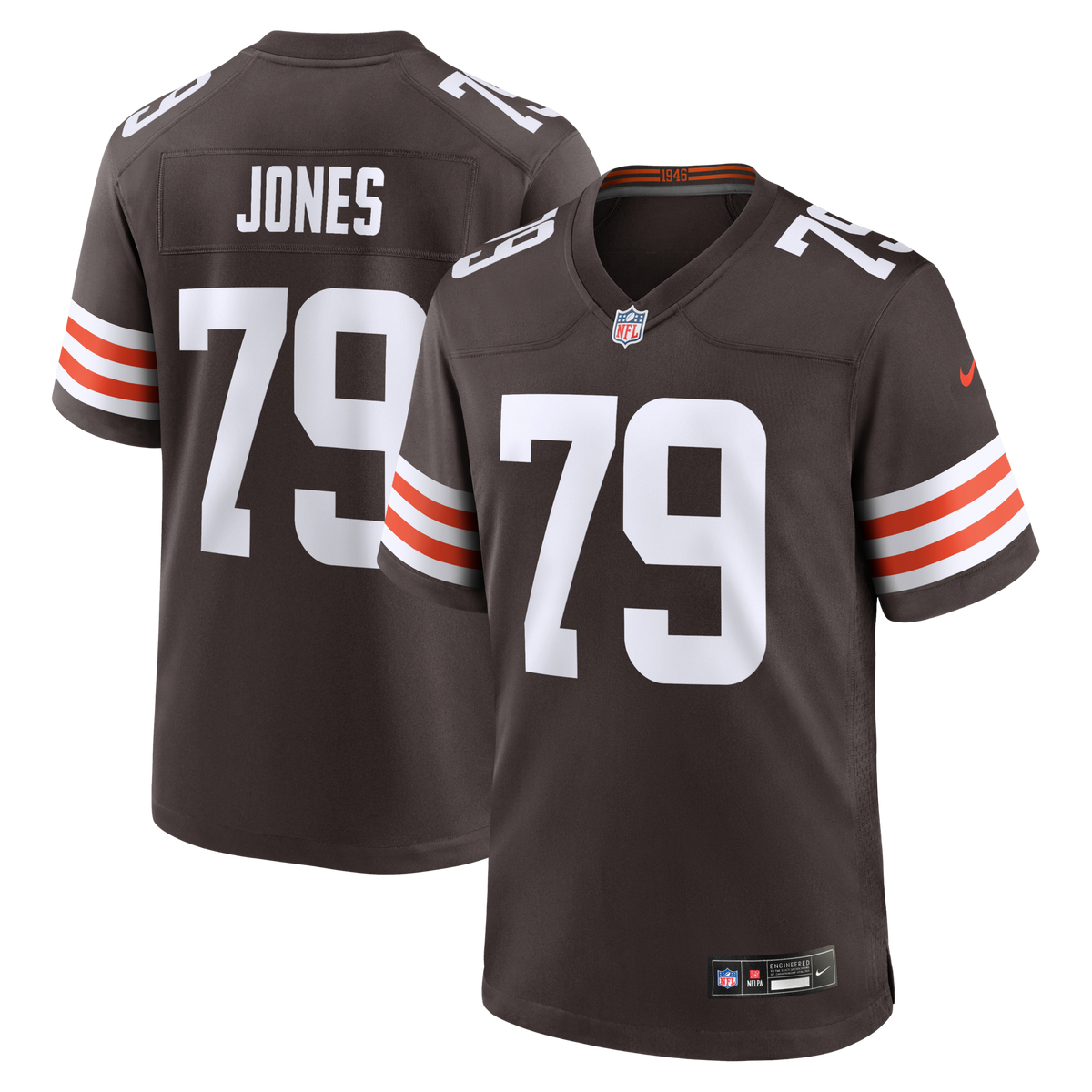 Cleveland Browns Dawand Jones Brown Team Game Jersey