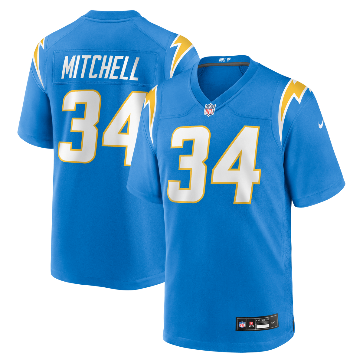Los Angeles Chargers Keaton Mitchell Powder Blue Team Game Jersey