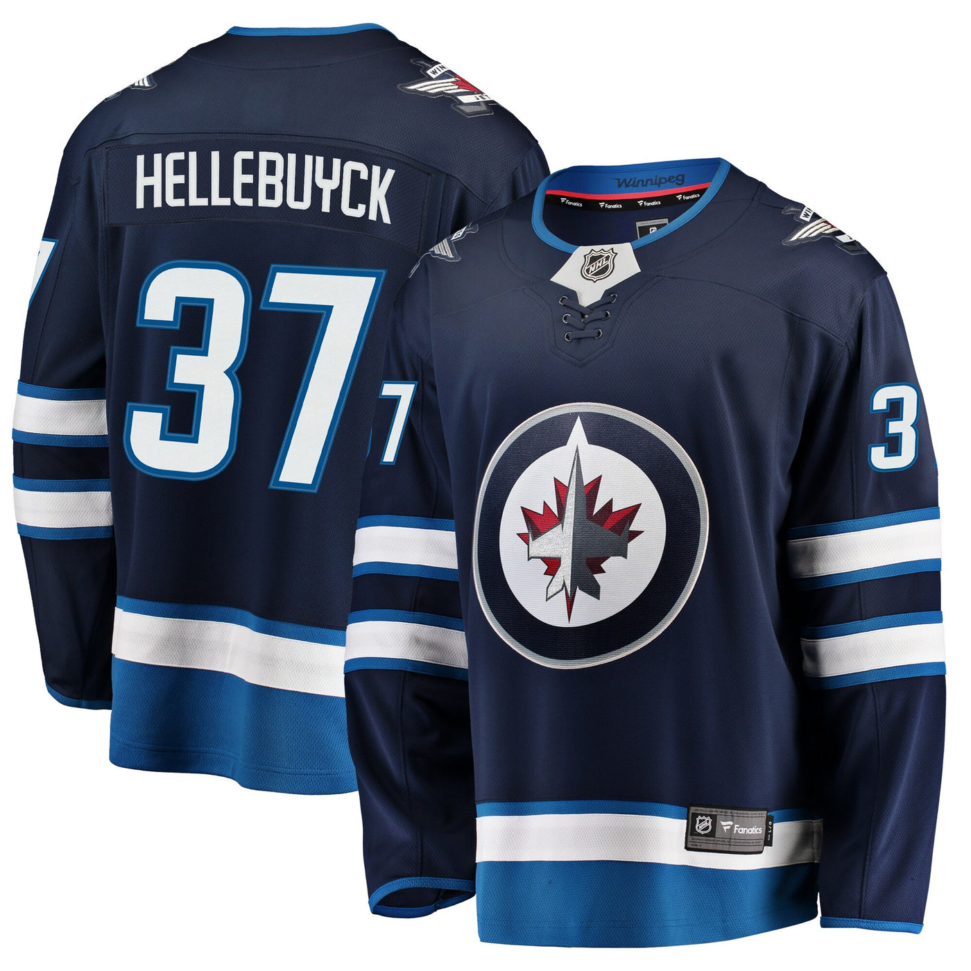 Winnipeg Jets Connor Hellebuyck Fanatics Navy Breakaway Replica Jersey