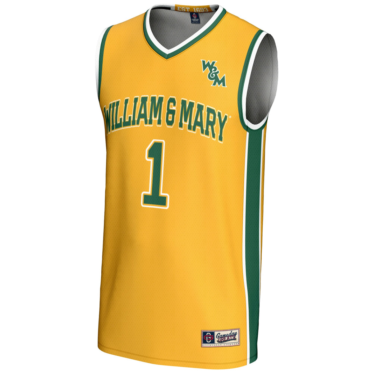 #1 William & Mary Tribe GameDay Greats Lightweight Basketball Jersey - Gold