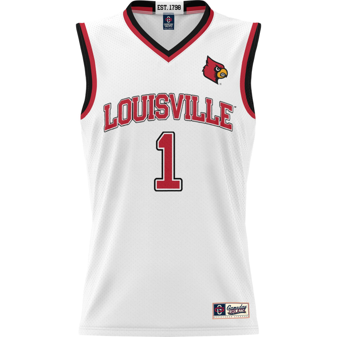 GameDay Greats #1 White Louisville Cardinals Lightweight Basketball Jersey