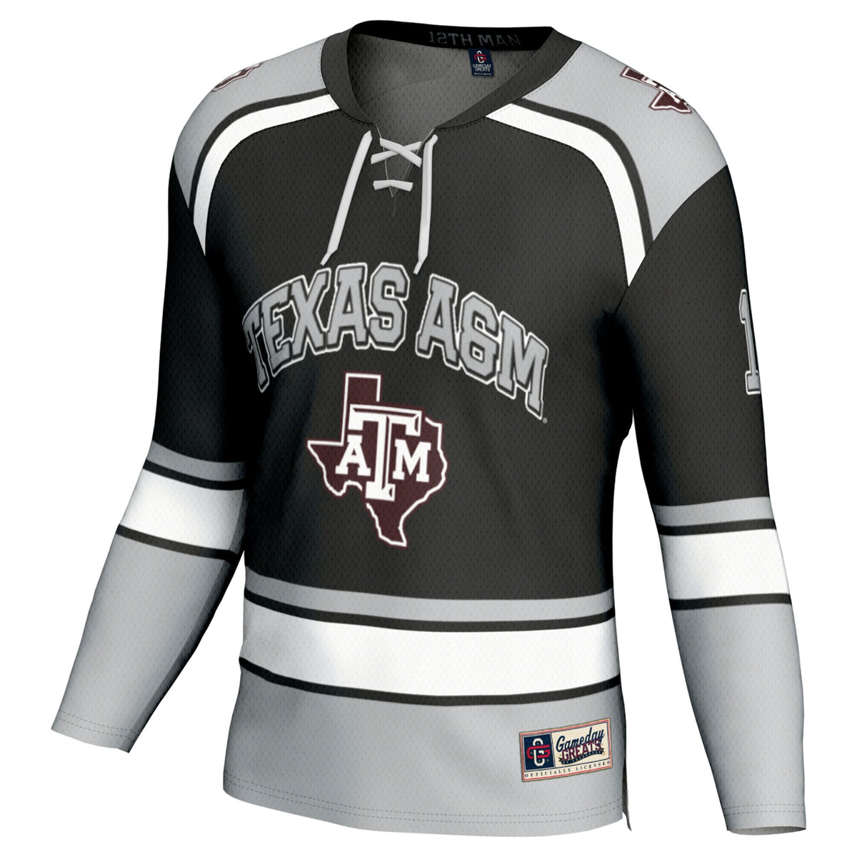 #12 Texas A&M Aggies GameDay Greats Hockey Fashion Jersey – Black