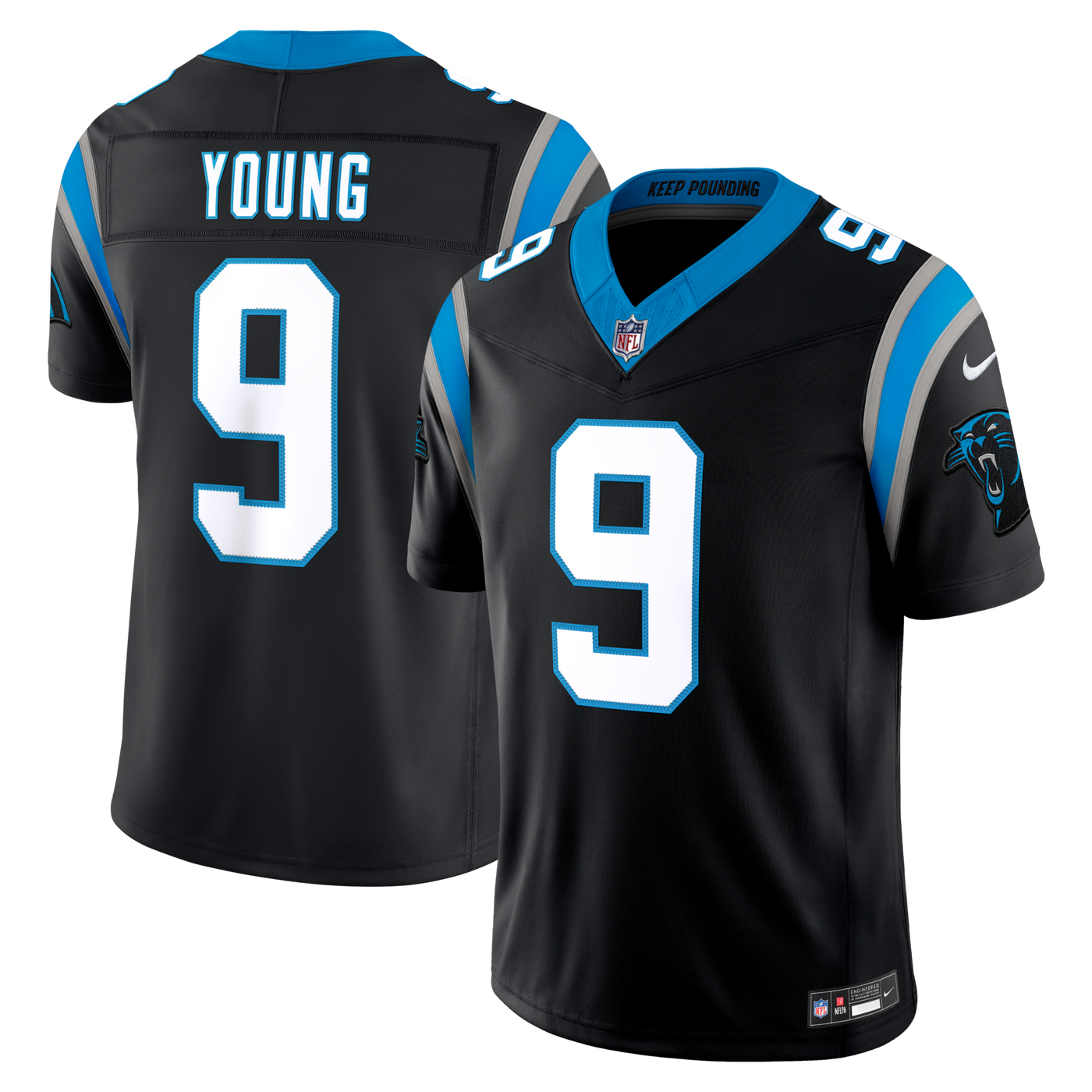 Carolina Panthers Bryce Young Nike Black Team Vapor F.U.S.E. Stitched Limited Jersey