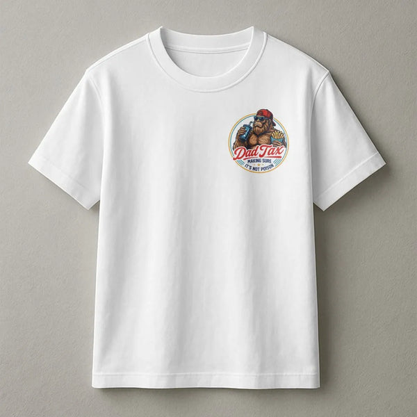 Dad Tax Funny T-Shirt | Retro Gorilla Humor Graphic | Soft Cotton Tee | Unique Father's Day Gift for Dad