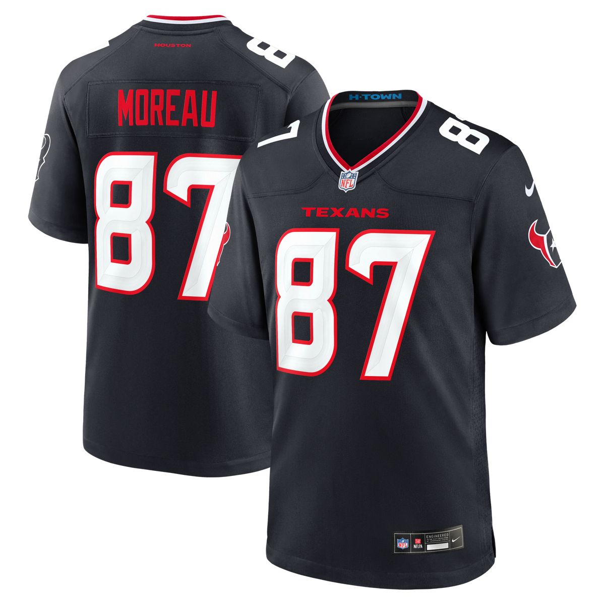 Houston Texans Foster Moreau Navy Team Game Jersey