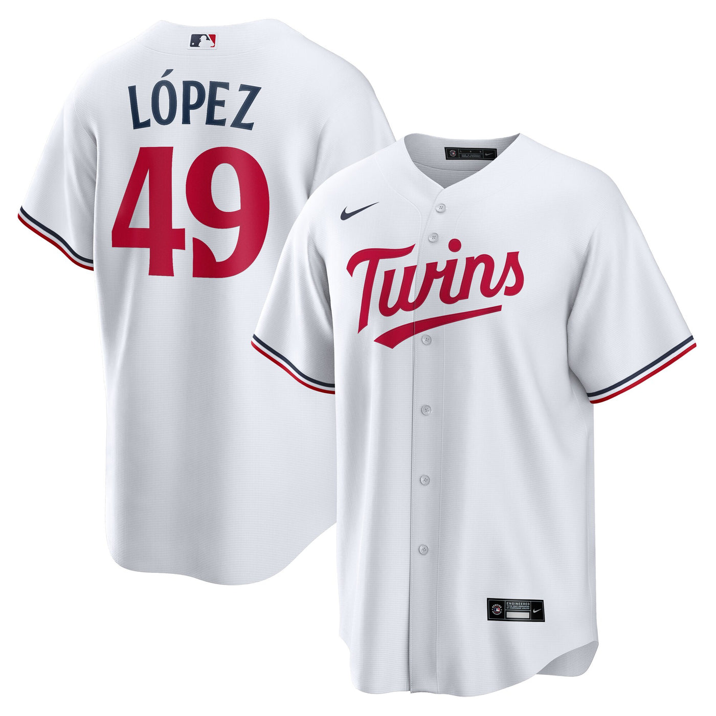 Minnesota Twins Pablo López Nike White Home Replica Player Jersey