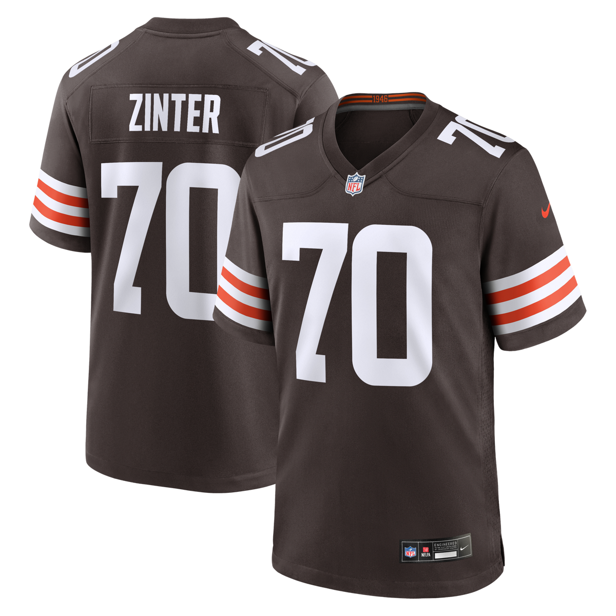 Cleveland Browns Zak Zinter Brown Team Game Jersey